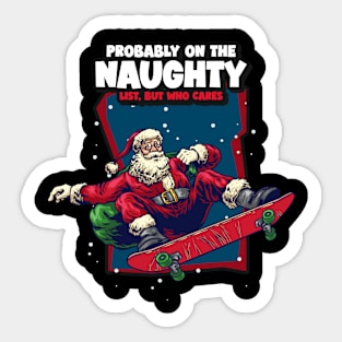 Skater Santa Clause Christmas Sticker